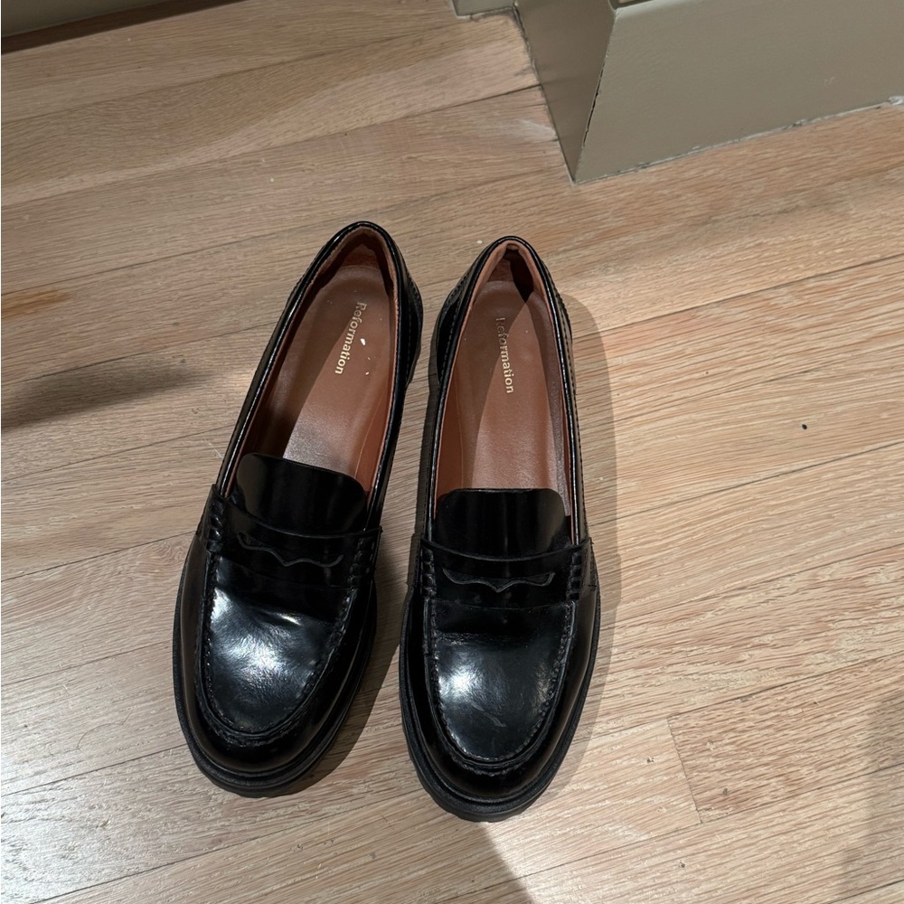 Reformation black chunky loafers